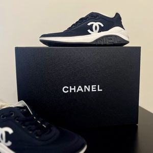 Black CHANEL track sneakers *AUTHENTIC*